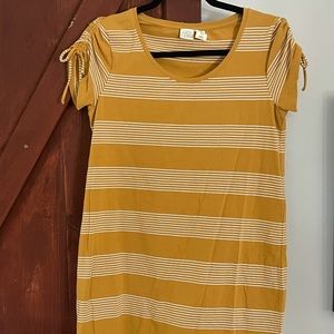 White and yellow striped dress. Stretchy material, very comfortable. Worn once
